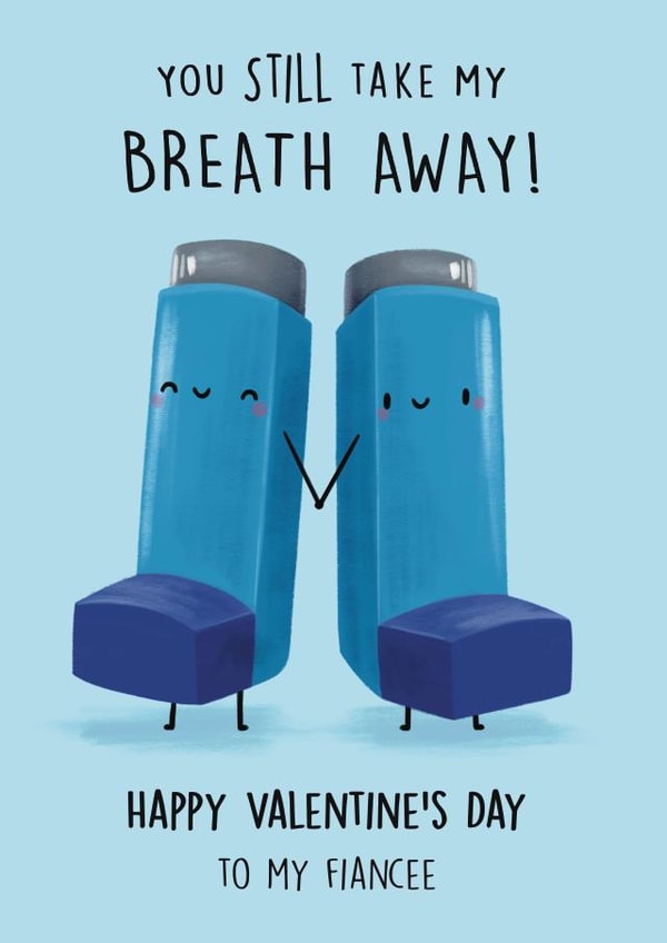 Cute Valentine’s Card - Asthma Inhaler - You Take My Breath Away - For Fiancee created by Sophie Kent Illustration
