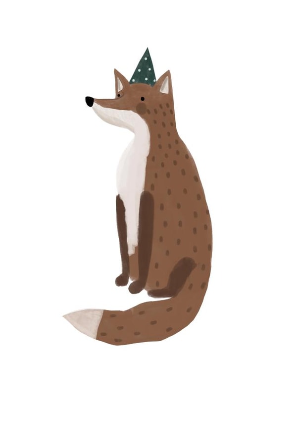 Cute Birthday Card - Fox Party Hat created by HeatherLucyJ