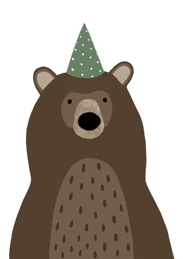 Cute Birthday Card - Bear in a Party Hat created by HeatherLucyJ