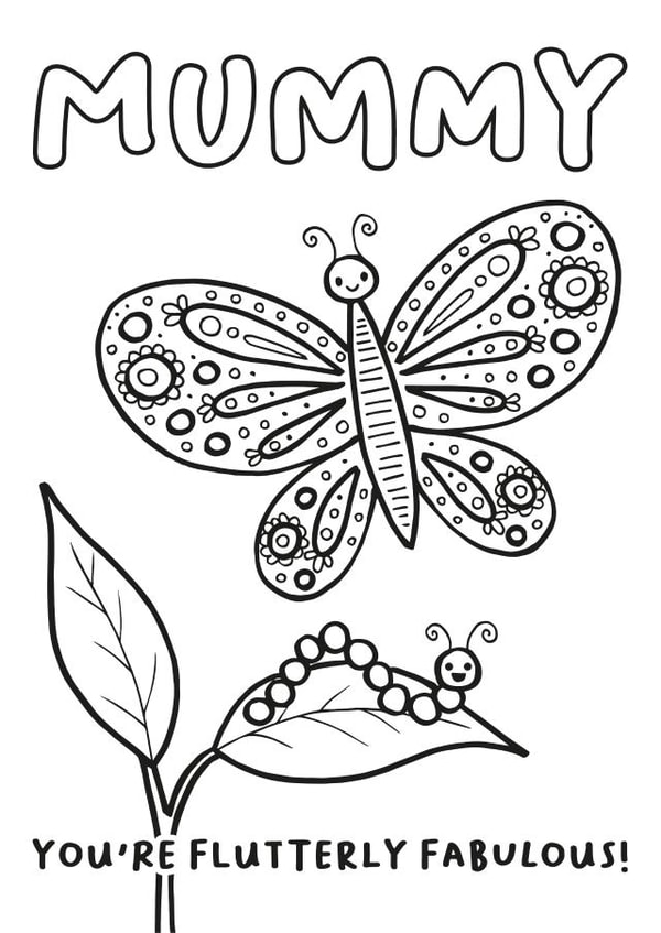 Butterfly Mother's Day Card - Colour in - Mummy, You're Flutterly Fabulous! created by Lucie Cooke Studio