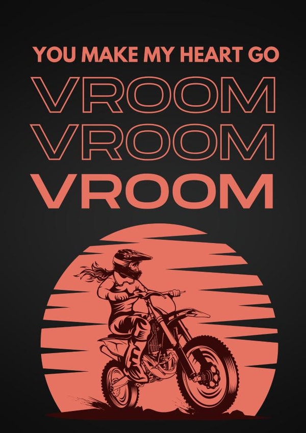 Valentines Day for Motocross Significant Other - Female Rider - Vroom Vroom created by Berklesful Designs