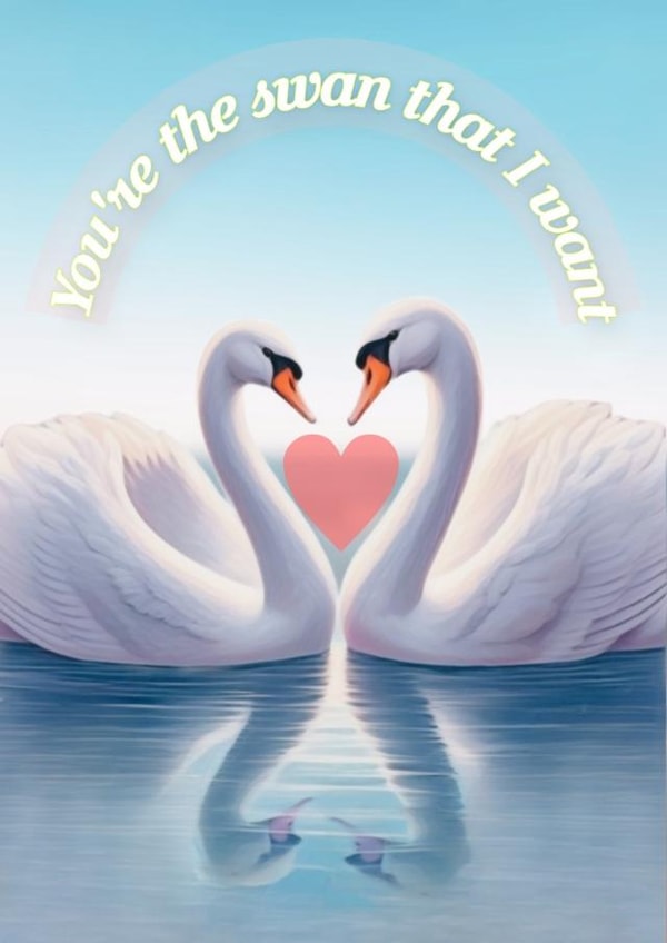 Beautiful Valentine's Day card for your significant other with stunning swans created by ArtByAT
