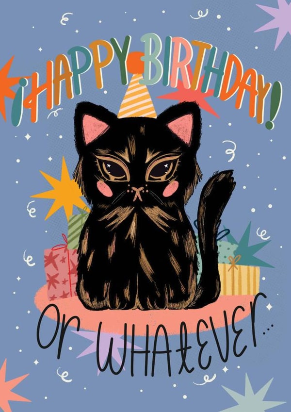 cute black cat for friend or family - happy birthday or whatever created by Julie Ursula