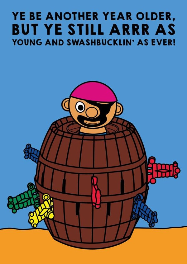 Pop Pop Pirate Birthday card - Young as ever created by Designer By Lockdown