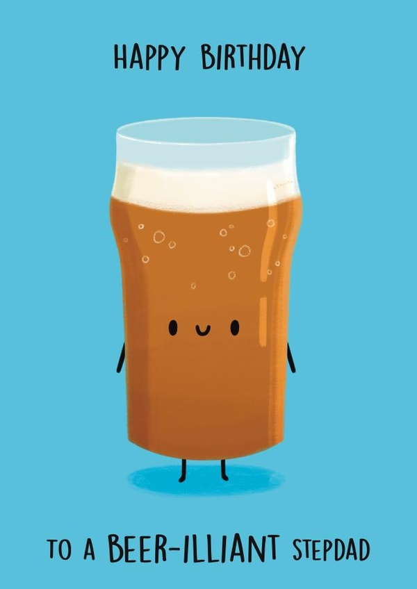 Cute Birthday Card - Stepdad - Beer - Pint created by Sophie Kent Illustration