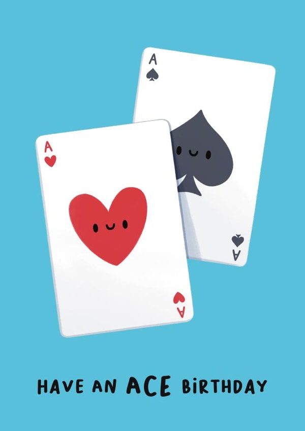 Cute Birthday Card - Playing Cards - Ace created by Sophie Kent Illustration