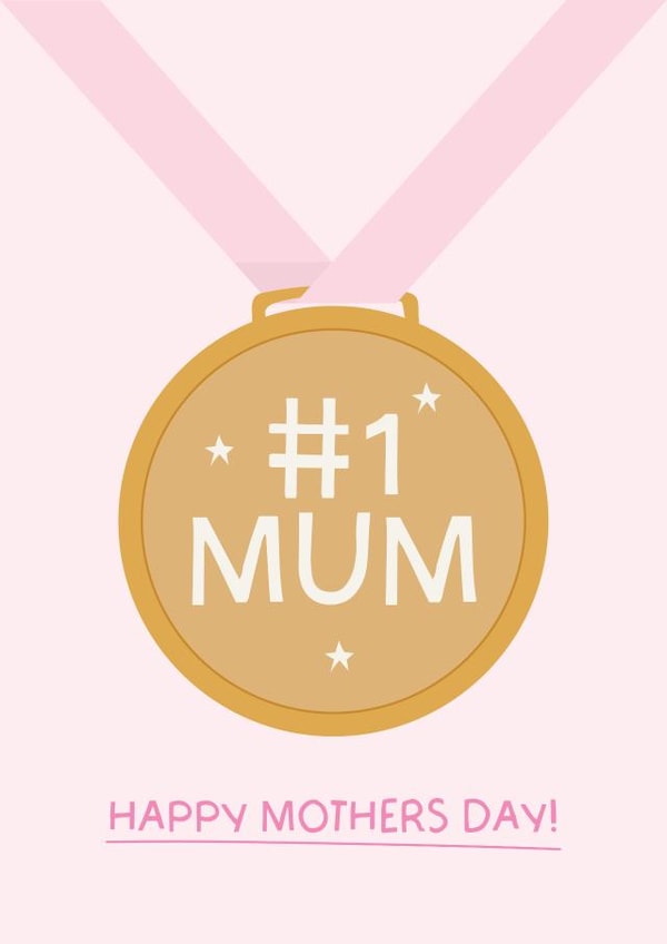 Cute Mothers Day Card - #1 MUM Medal created by Puns and Needles