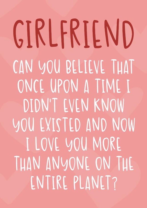 Cute Girlfriend Valentine's Day card - Love You More Than Anyone on the Planet created by Brogan Thomas