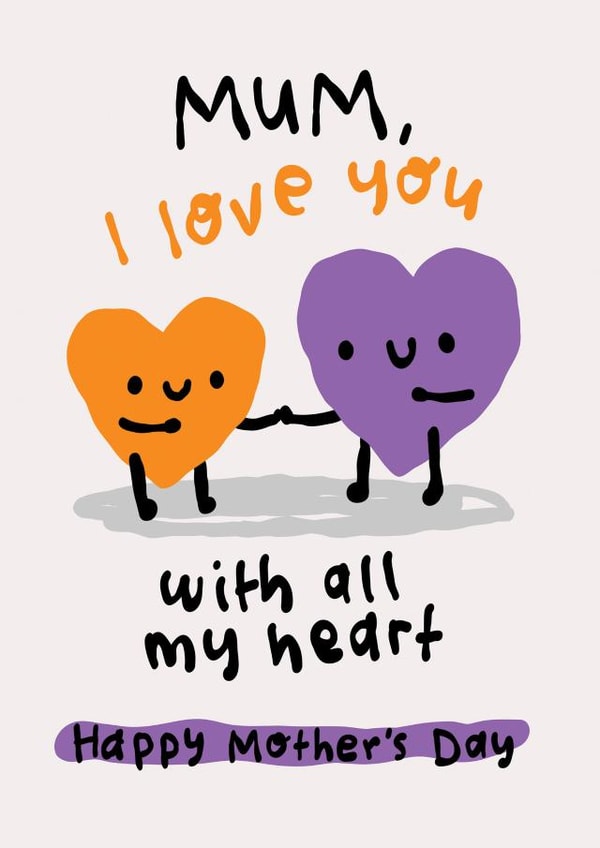 Cute mother's day card - love you with all my heart created by The Playful Indian