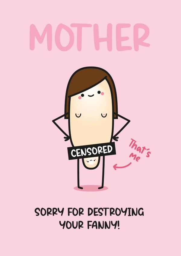 Rude Mother's Day Card - Funny Card For Mum - Brunette Mother's Day Card created by Twisted Haggis