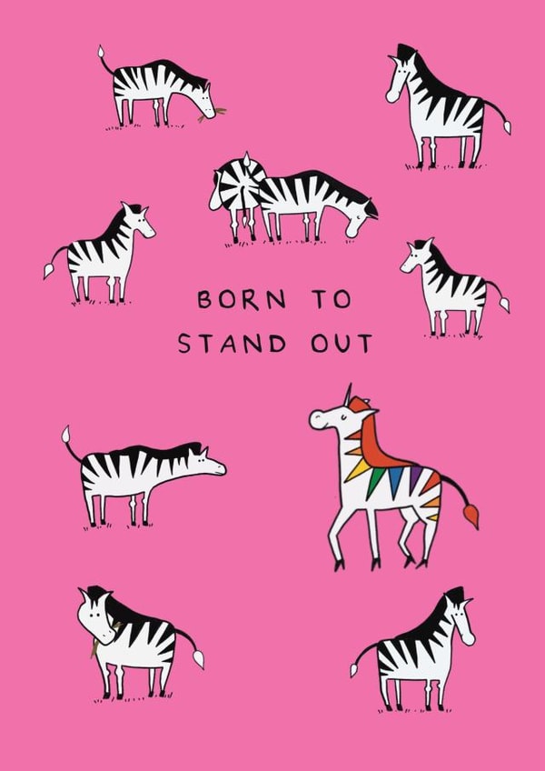 Queer Zebra Card - Born to Stand Out created by Vallely Studios