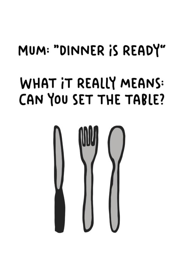 Funny Mother's Day Card - Come for Tea - Set the Table created by Jungle Beat Creations