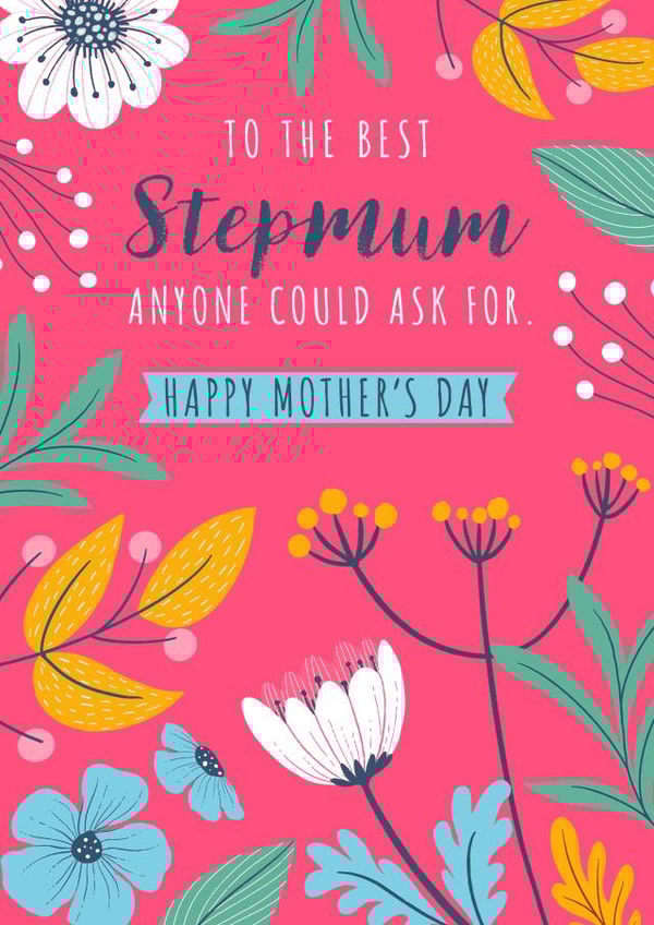Pretty Mother's Day Card - For Stepmum - Floral design - Pink created by Dalia Clark Design