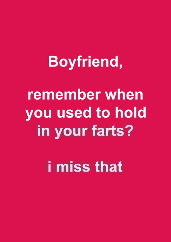 Funny Typography Valentines Day Card - for Boyfriend - Hold Your Farts In created by Snarkologie