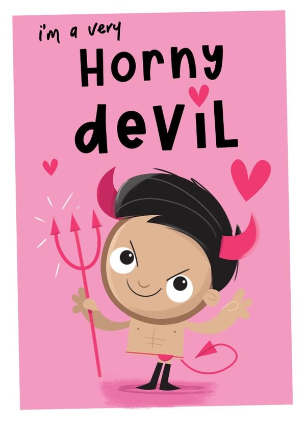 Cheeky Valentine's Day Card For Significant Other - Horny Devil. created by Hello Munki