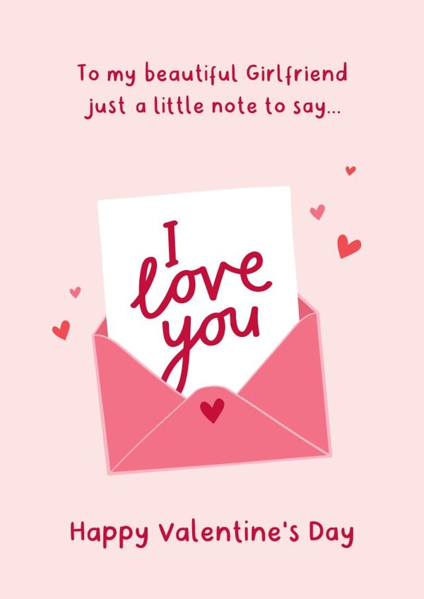 Cute Valentine's Card - I Love You - Girlfriend created by Fliss Muir