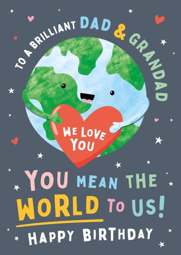 Dad & Grandad Birthday Card - You Mean The World To Us created by Macie Dot Doodles