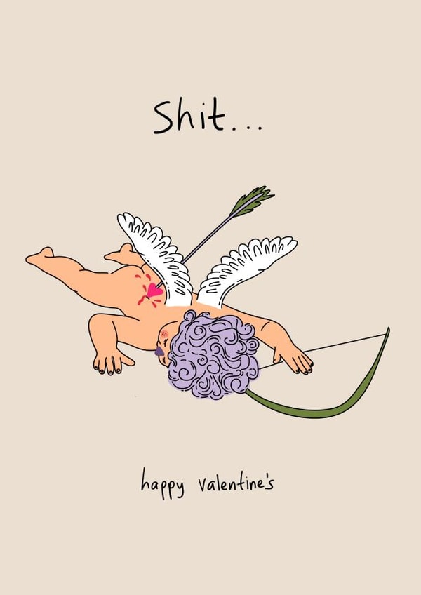 Shit... Funny Cupid Valentine's card created by Eat the Moon