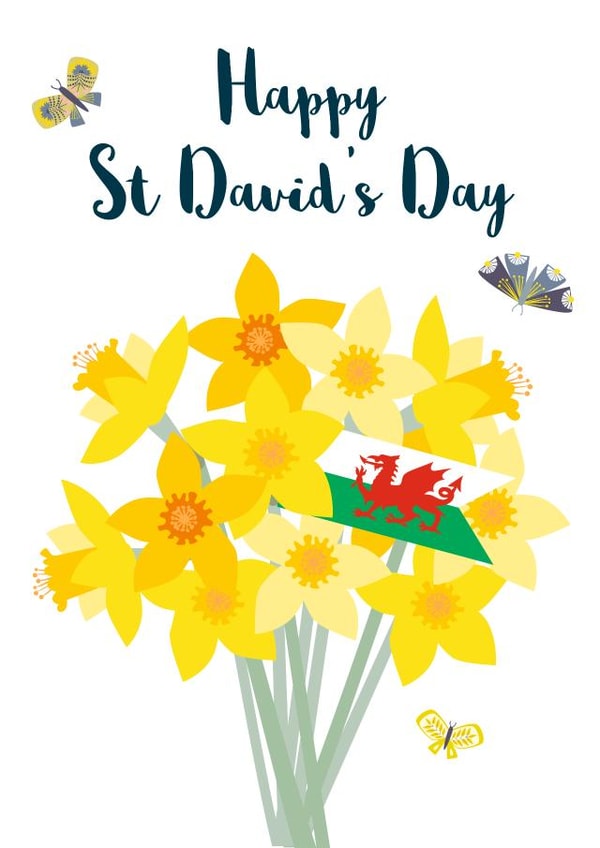 Bright St David's Day Card - bunch of Daffodils created by Claire Giles