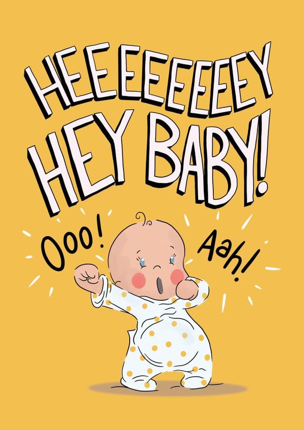 Cute New Baby Card - Hey Baby created by Lucy Britton