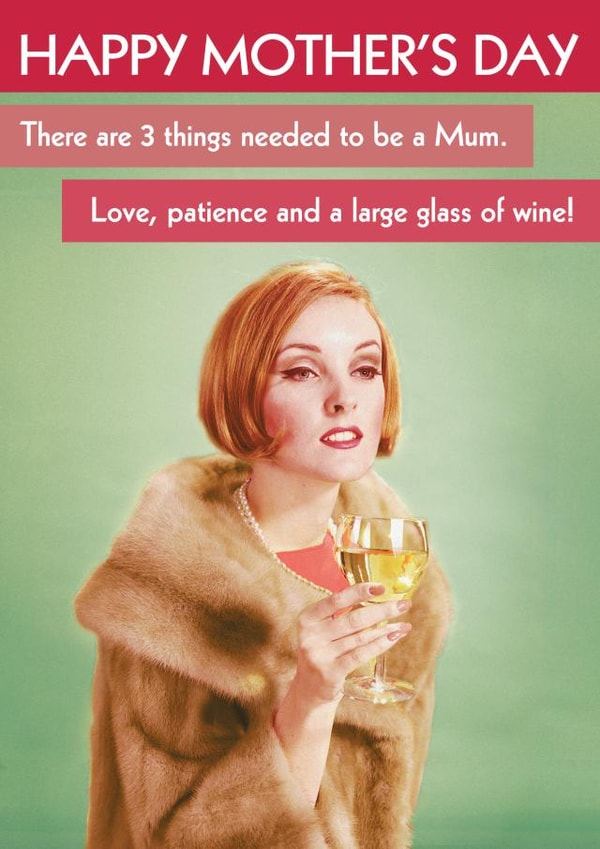 Funny Mother's Day Card - Retro - Large Glass of Wine created by Quitting Hollywood