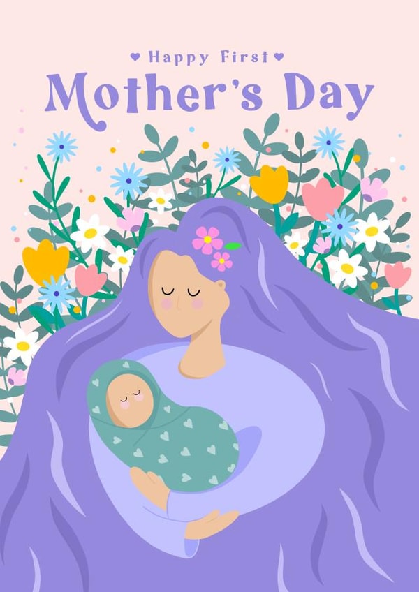 Sweet first Mother’s Day card - for new mums - Happy First Mother’s Day created by Jessica Rachel Sharp