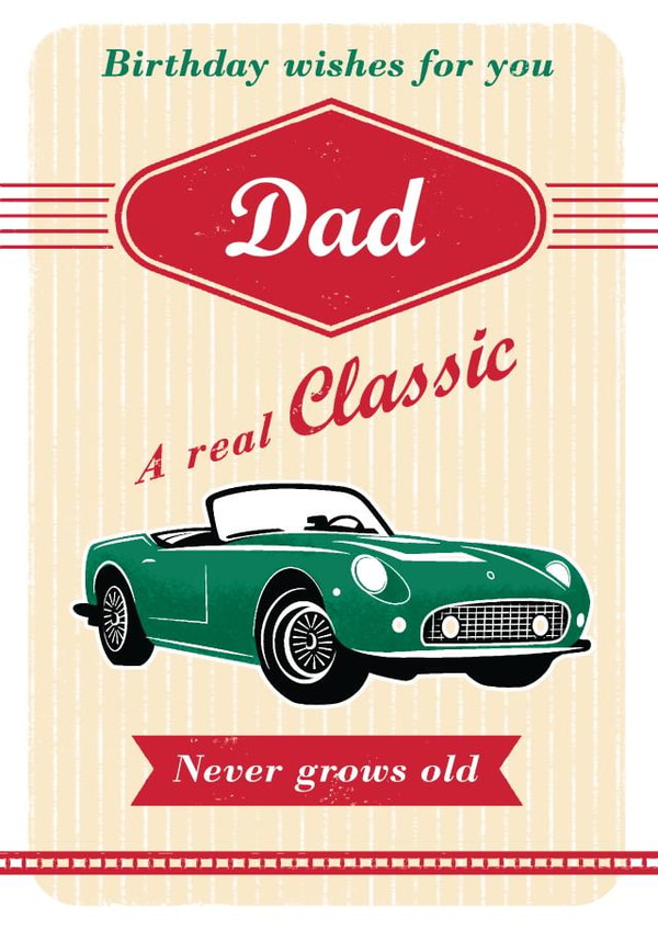 Triumph TR4 & Austin Mini British Sports Car Blank Greeting Card - Birthday / Father's Day