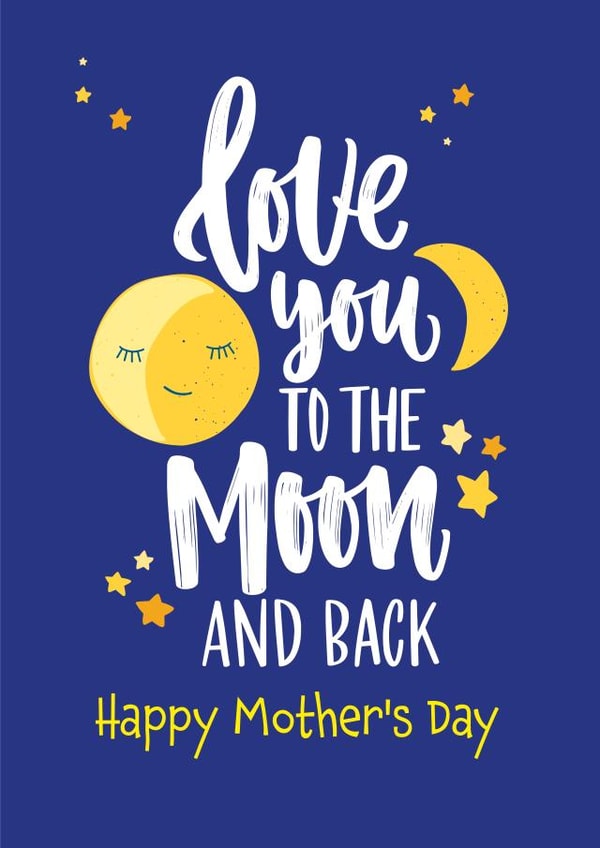 Cute Mother's Day Card - Love you to the Moon and Back created by Geordies Love Gin