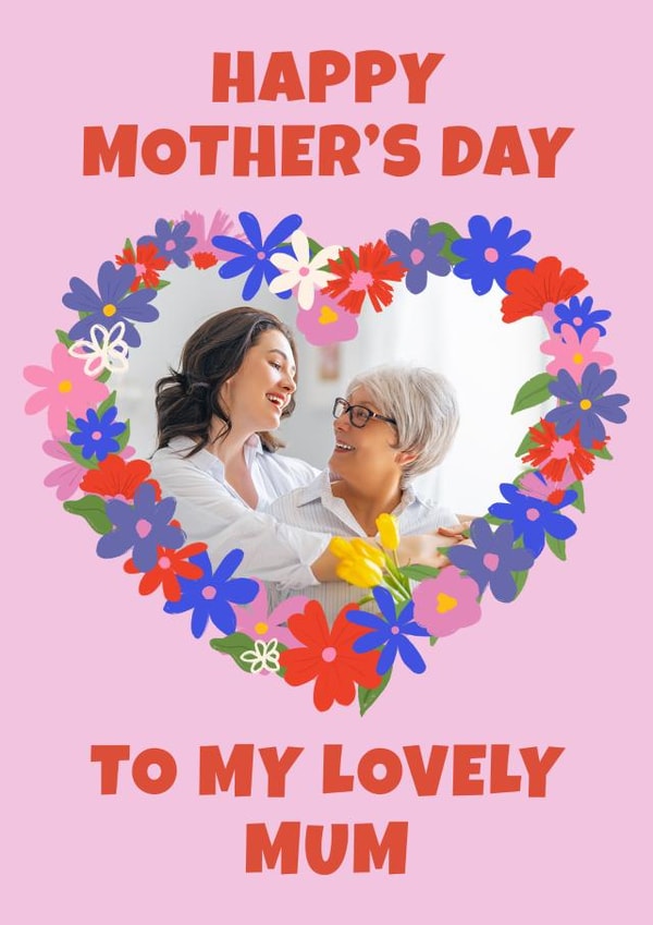 Cute Mother's Day Photo Card - Floral Wreath created by @tikkled.pink