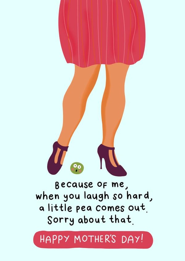 Cheeky Mother’s Day Card - Pea - Pee Pun created by daminidesigns