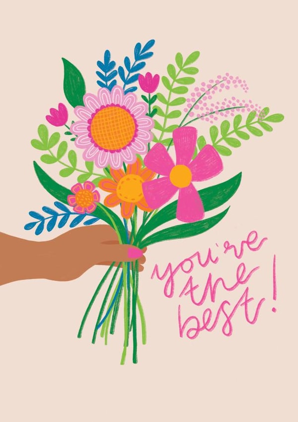 Pretty Mother's Day Card - You're the Best - Flower Bouquet created by Hollie McManus Illustration