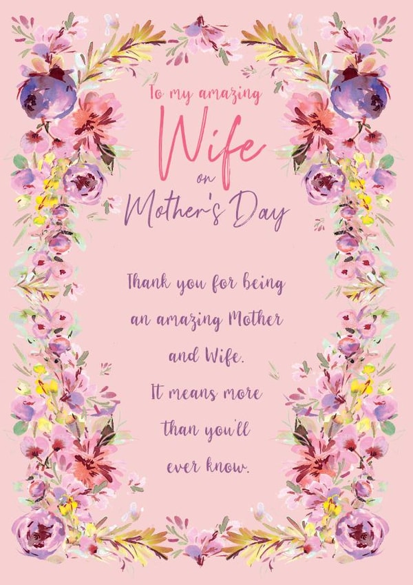 Floral frame Mother's Day card - Wife created by Rebecca Prinn