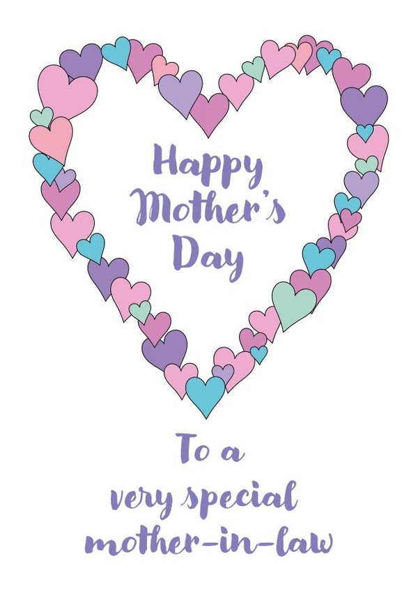 Cute Mother's Day Card - Mother-In-Law - Hearts Border created by size3art