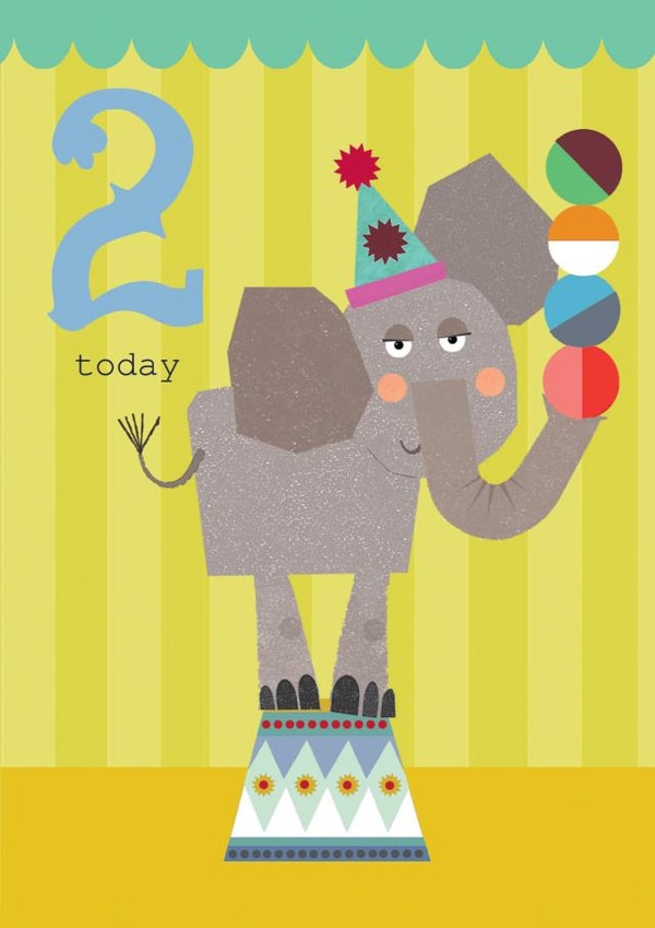 Cute Birthday card - Elephant - 2 Today created by Kali Stileman