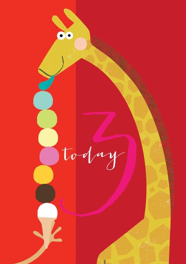 Cute Birthday Card - Giraffe - 3 Today created by Kali Stileman