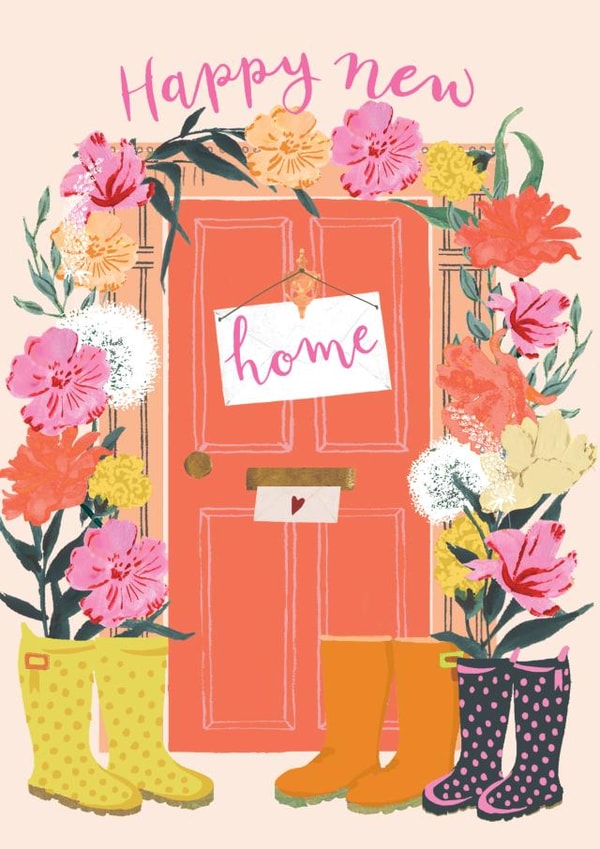 Colourful New Home Card - Floral Front Door - Happy New Home | thortful