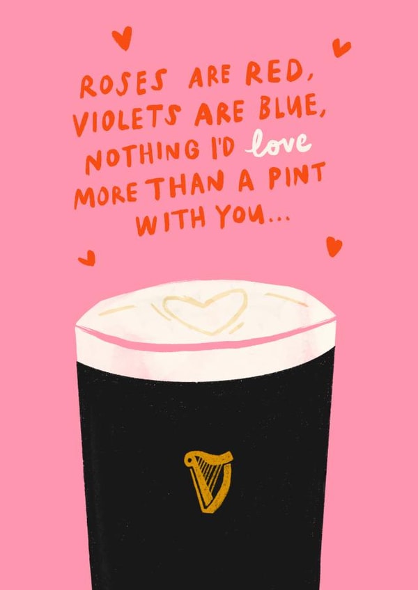 Funny Guinness Pint Drinking Valentine's Card for Boyfriend Girlfriend created by Ah Go On
