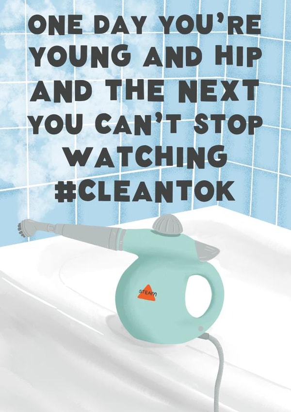 Funny Birthday Card - Young and Hip - Steam Cleaner created by @tikkled.pink