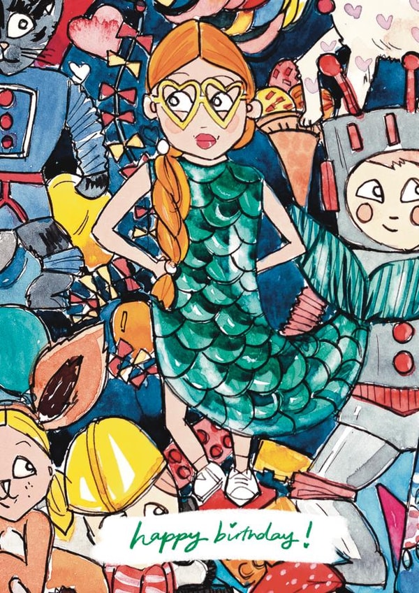Cute birthday Card - For Kids - Mermaid created by Miss Magpie Fashion Spy