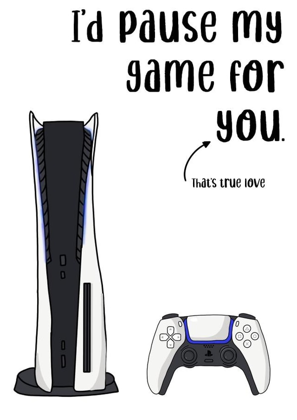 Gaming funny romantic valentines card- gamer PlayStation anniversary card- created by Sneakysquid