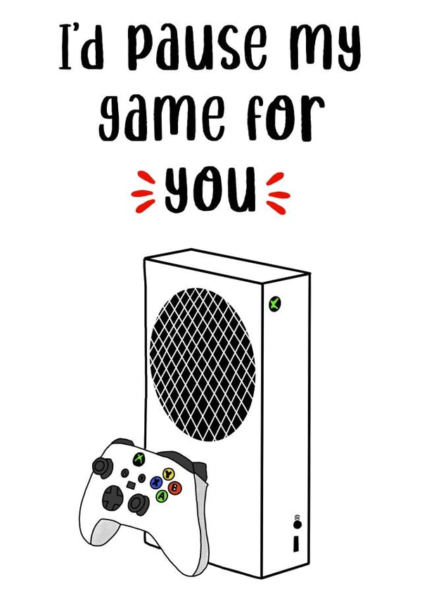 Funny gaming Valentine’s Day card- gamer anniversary card. X box created by Sneakysquid
