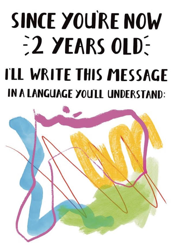 Funny Birthday Card - For 2 Year Olds - Drawing created by Jimmy Doodle