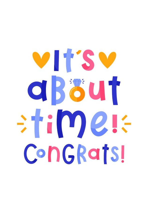 Engagement Congratulations Card - It's about time! created by Joanne Hawker