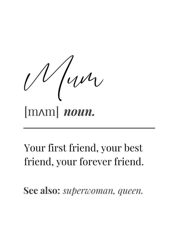 Cute Mother's Day Card - Mum Definition created by Wishcraft Prints