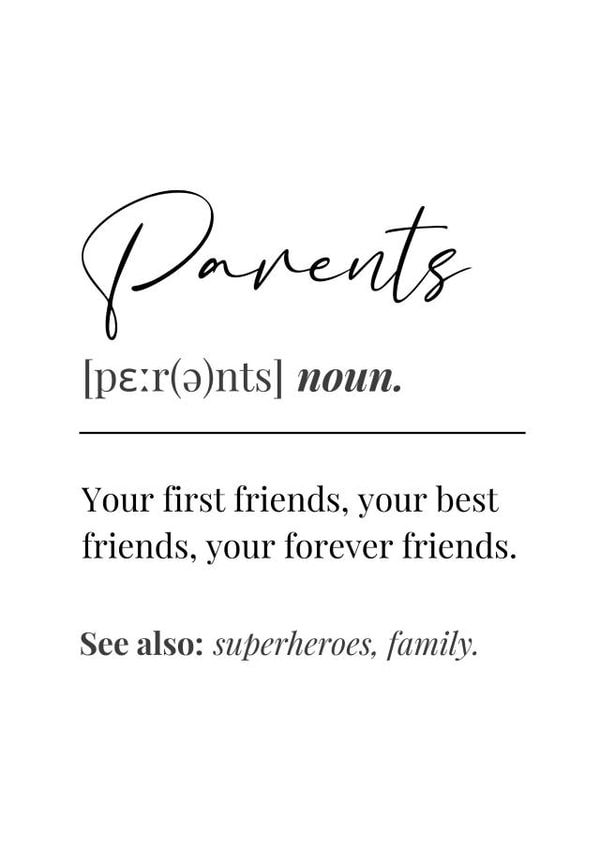 Heartfelt Anniversary Card - Parents Definition Card - From Children created by Wishcraft Prints