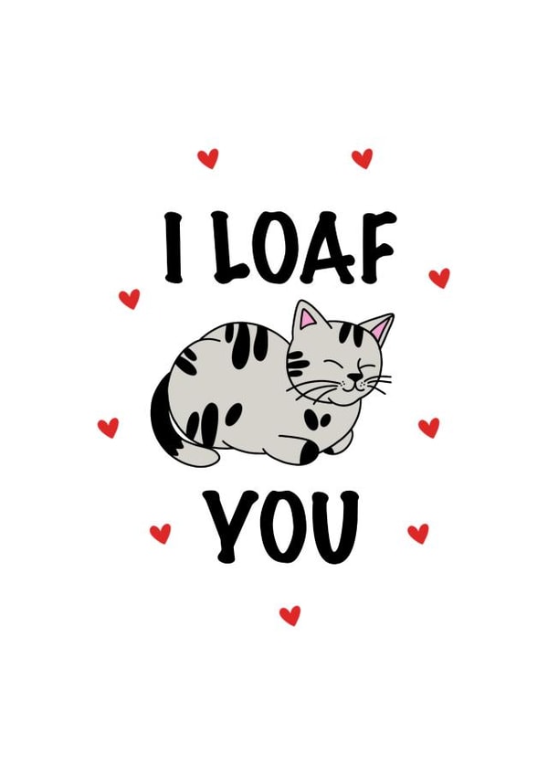 Cute Cat Anniversary/Valentine's Day Card for Significant Other - I Loaf You created by CalligraphyByEmilyM