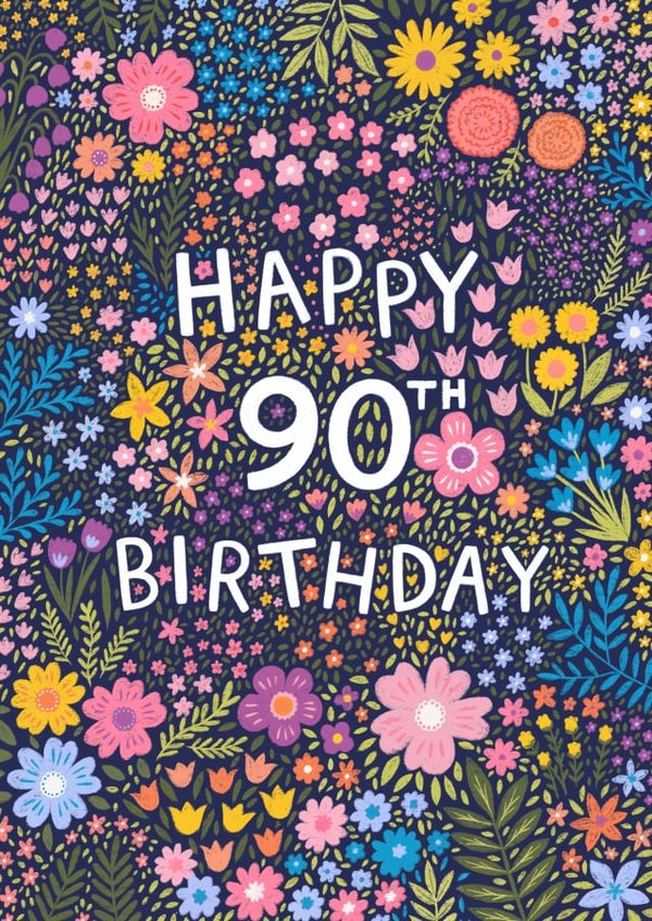 Pretty Birthday Card - Floral 90th created by Pear Tree Press