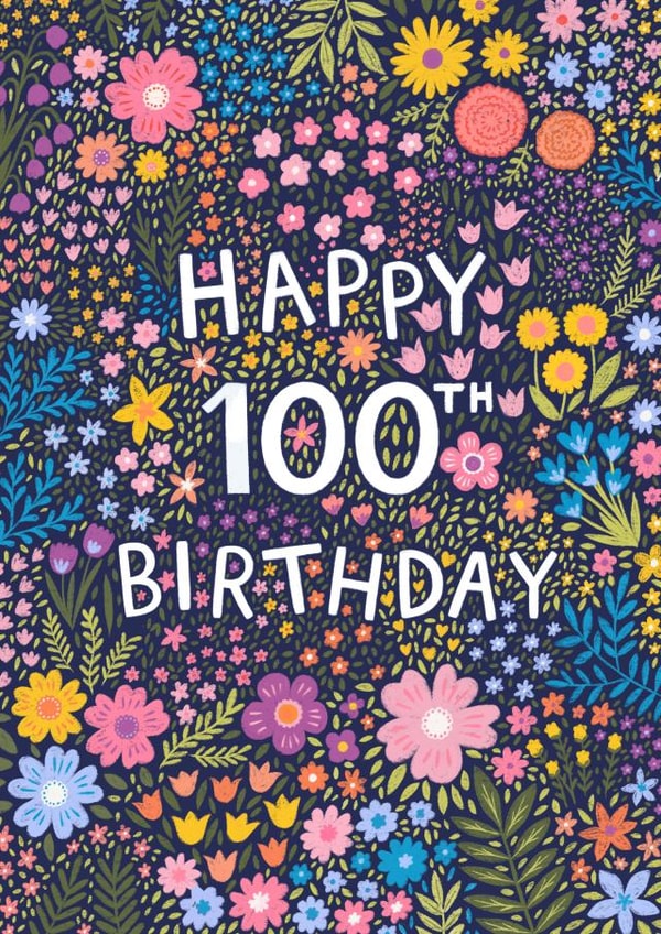 Pretty Birthday Card - Floral 100th created by Pear Tree Press