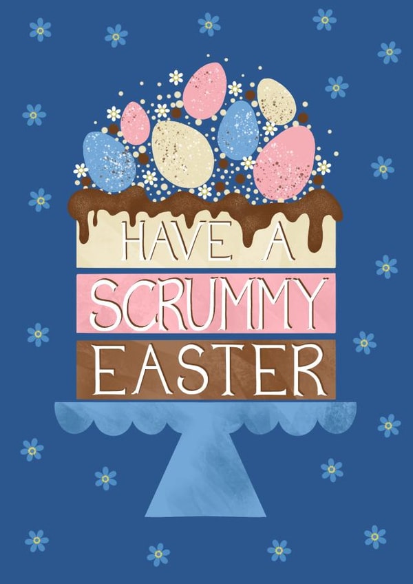 Pretty Easter Cake card - choc full of eggs and Spring flowers created by Louise Brainwood