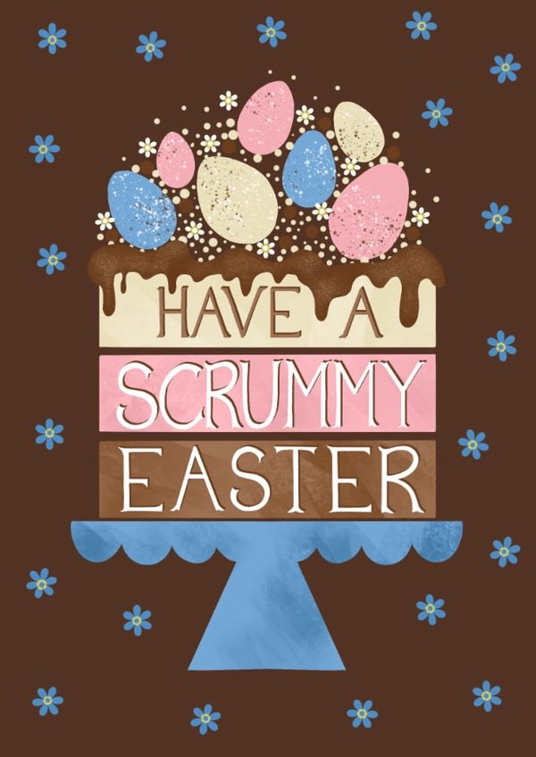 Pretty Easter Cake card - choc full of eggs and Spring flowers created by Louise Brainwood